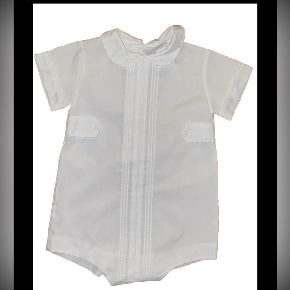 White 9 months Heirloom classic portrait Baptism one piece